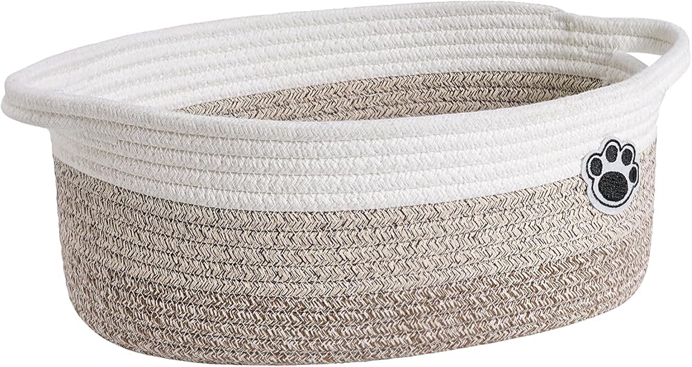TIMEYARD Dog Toy Basket Small Woven Storage Nursery 30x20x13 cm Mixed-Brown