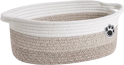 TIMEYARD Dog Toy Basket Small Woven Storage Nursery 30x20x13 cm Mixed-Brown