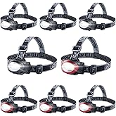 Lichamp Camping Headlamp Flashlight 8 Pack, Outdoor Super Bright COB | Head Lamp Gear for Running, Hiking, Walking, Climbing, Fishing, Hunting, Jogging, Headlight Multipack for Adults, Kids