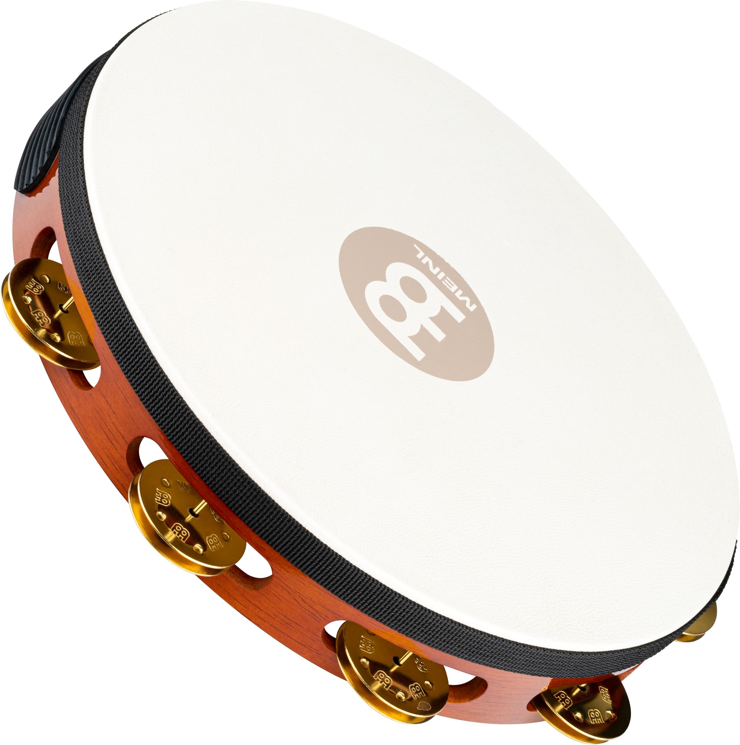 Meinl Percussion Traditional Headed Tambourine - With Goat Skin Head - 10-inch Diameter - Siam Oak / Brass, Antique Brown / Natural (TAH1B-AB)