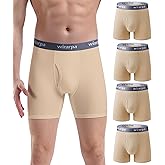 wirarpa Men's Boxer Briefs Cotton Stretch Underwear Open Fly Tagless Underpants Regular Leg 4 PackPack
