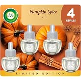 Air Wick Plug In Refills, Pumpkin Spice Air Freshener, 4ct | Air Wick plug refills with Pumpkin Spice scent, infused with essential oils; 4 count scented oil refill pack for fall