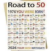 OJsensai Happy 50th Birthday Gifts for Women Men, Big 50 Years Old Birthday Card for Him Her, Best Fifty Bday Gifts Decorations for Mom Day Friends