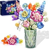 PLAXSOON Flower Bouquet Building Set for Adults Women Boys Girls 8+ | Botanical Flowers Building Block Toy, Flowers Rose Plant Building Kit Office Home Decor Gift for Christmas Birthday 888 PCS