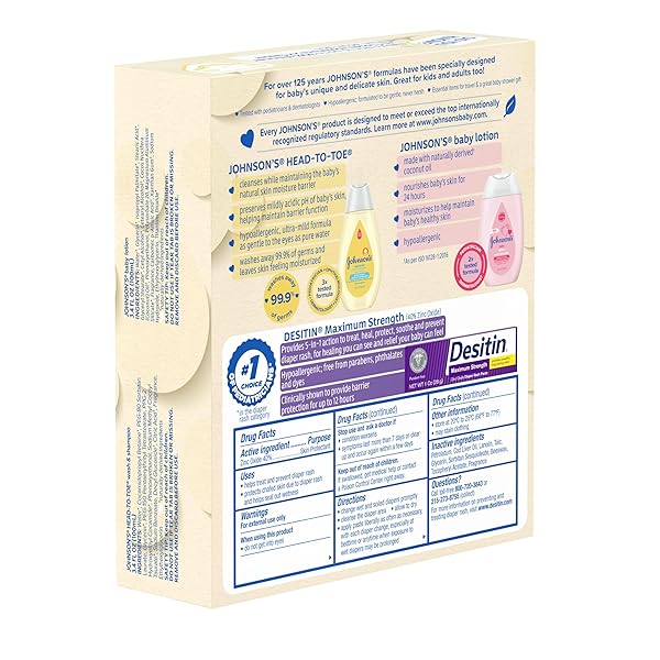 JOHNSON’S BABY CARE ESSENTIALS GIFT SET, BODY LOTION, & ZINC OXIDE DIAPER RASH PASTE FOR BABY’S DELICATE SKIN, VALUE PACK, TRAVEL-SIZE, BATH ESSENTIALS MUST HAVES, BABY GIFTS, 3 ITEMS