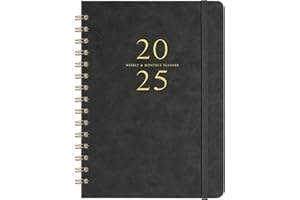 POLUMA Planner 2025 - Weekly & Monthly 2025 Planner with 12 Monthly Tabs, Jan 2024 - Dec 2025, 6.3" x 8.4", Flexible Hardcover, Thick Paper, Inner Pocket - Gray