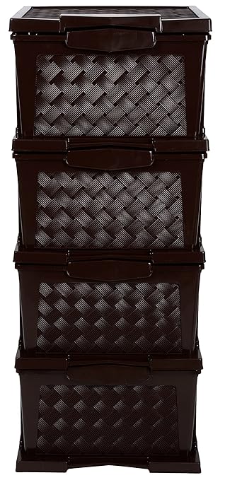 Joyful Plastic Drawer Chest (40 cm x 37 cm x 94 cm, Dark Brown)