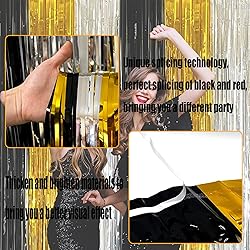 4 Pack Black Gold Silver Foil Fringe Curtain