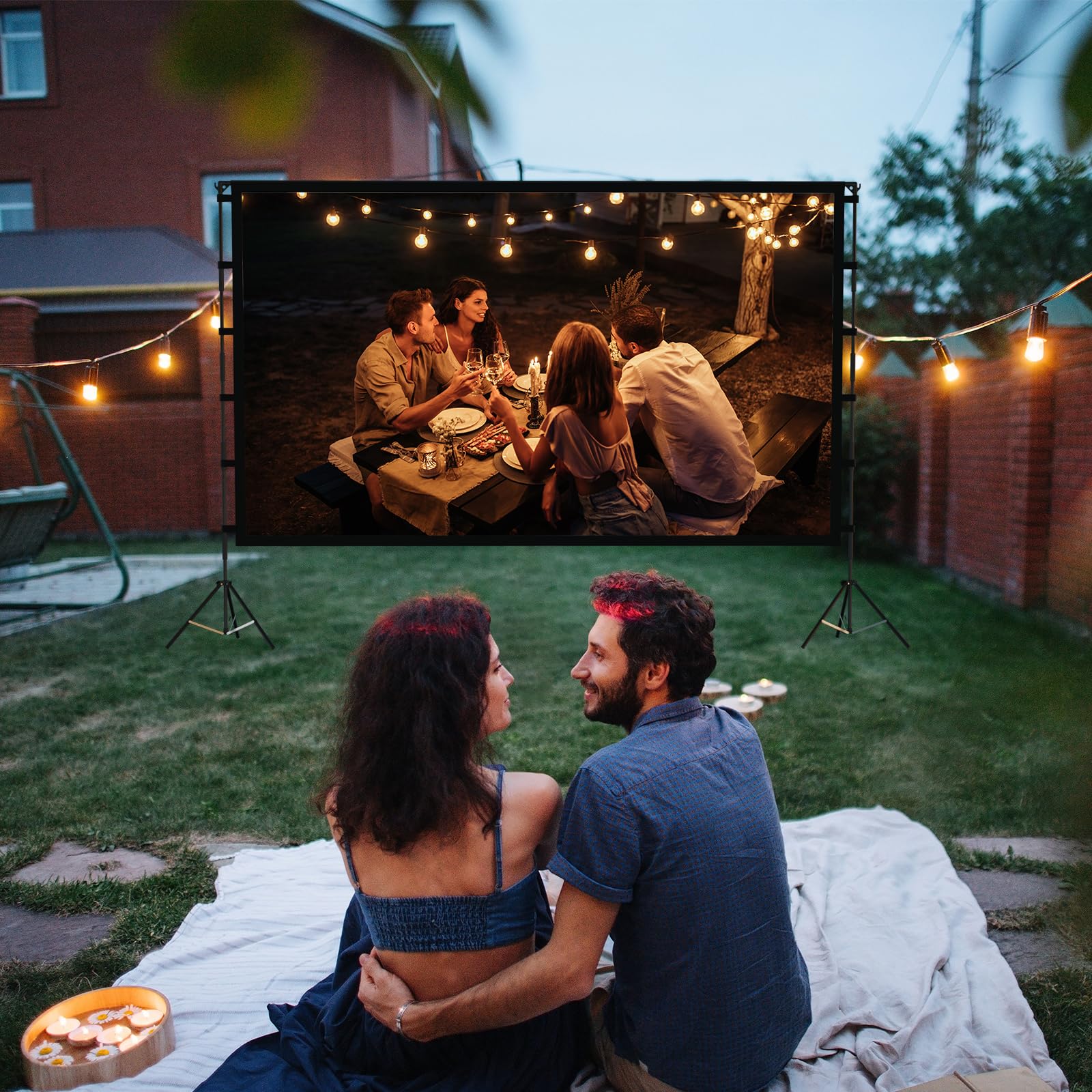 Projector Screen Outdoor, Vamvo Projector Screen with Stand Portable 120