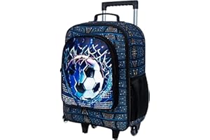 TXHVO 18" Boys Suitcase, Kids Carry on Luggage With Wheels, Soccer Suitcases for Toddler Children(Football)
