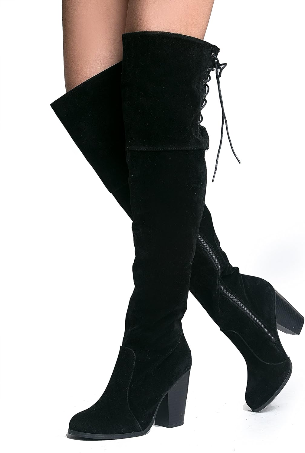 string up thigh high boots