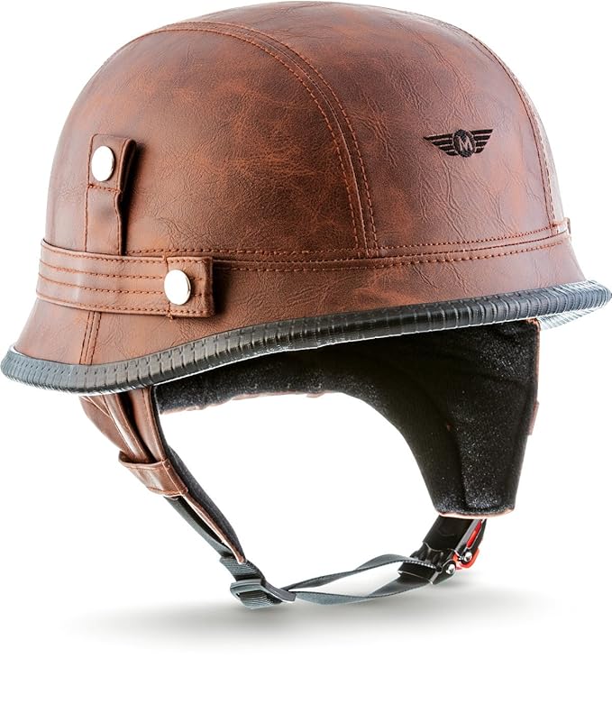 MOTO · D33 'Leather Brown' (Brown) · Jet-Helm Braincap Bobber Halbschalen · Motorrad-Helm Scooter-Helm Chopper Mofa Roller Re
