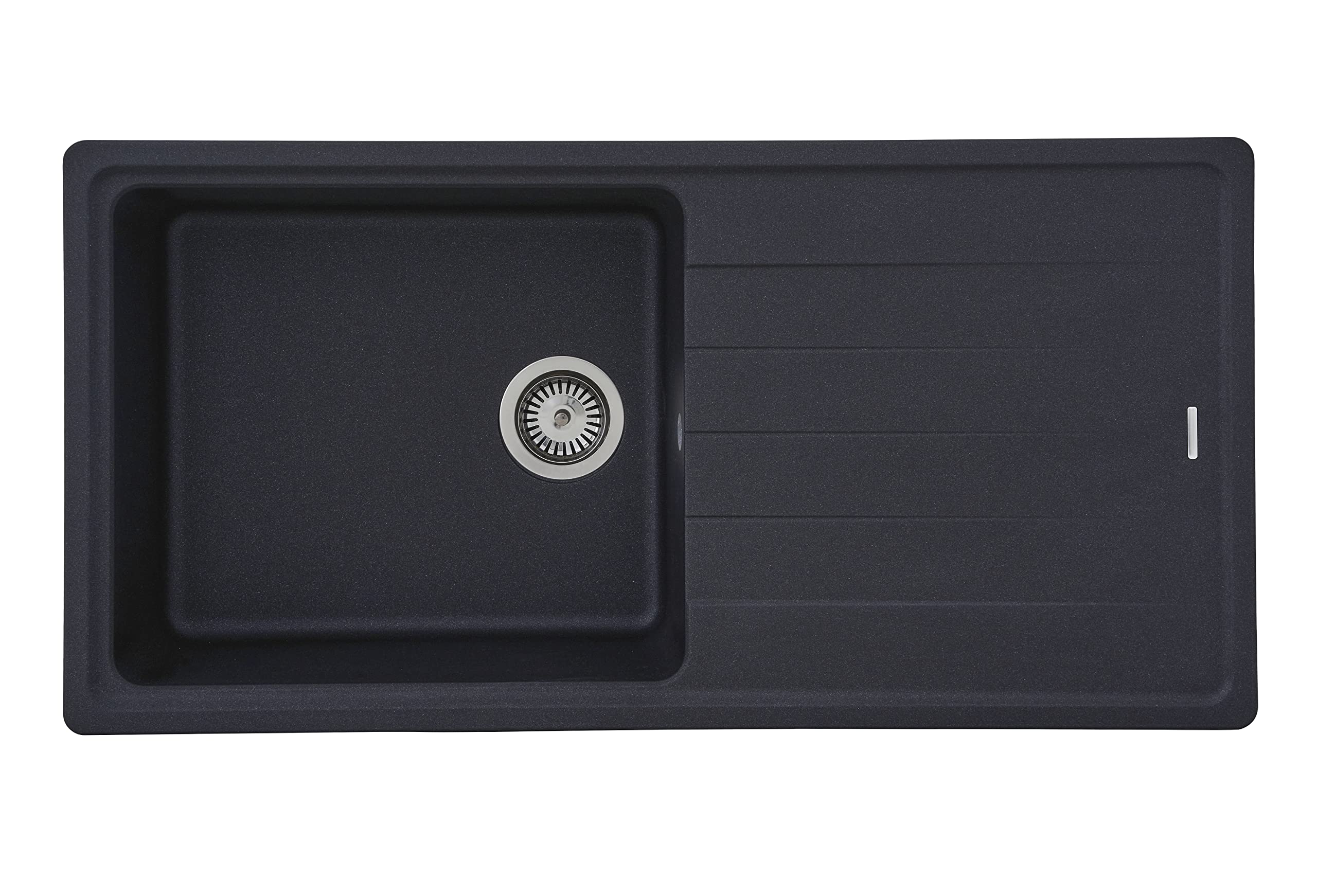 respekta Columbia Granite Sink in Black / 1 Bowl Built-in Sink in 100 x 50 cm/Sink Suitable for Base Cabinets from 60 cm Wide