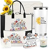 Halema Grandma Gifts for Christmas Birthday from Granddaughter Grandson Grandchildren, Best Grandma Gifts with Canvas Tote Bag Makeup Bag 20oz Wine Tumbler Christmas Grandma Gift Ideas for Nana Gigi