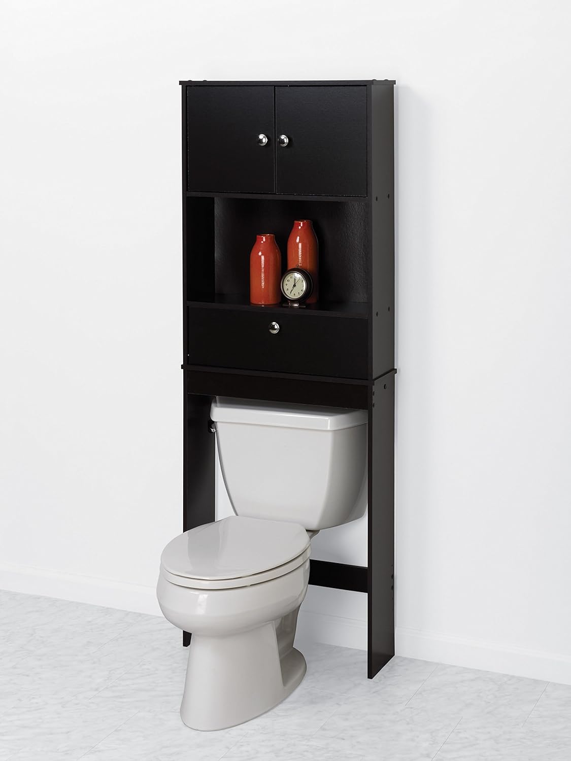 Zenna Home Drop Door Over the Toilet Bathroom Spacesaver, Bath Storage Shelves, Espresso: Furniture & Decor