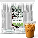 Stock Your Home 12 oz Clear Commercially Compostable Cups with Lids and Straws (Set of 50) Plant Based Cold Cups, Eco Party Cup, Environmentally Friendly Recyclable Disposable Sustainable