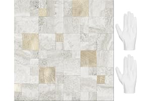 STICKGOO Peel and Stick Backsplash Tile, Stick on Backsplash for Kitchen and Bathroom, PVC Mixed Metal Self Adhesive Wall Tiles(10 Sheets, Beige)