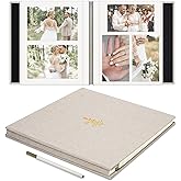 Remowith Self Adhesive Photo Album, Beige Scrapbook Album with DIY 40 Blank Pages, Wedding Photo Album with A Metallic Pen fo