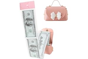 SESENSE Money Box for Cash, Leather Bowknot Money Pull Box for Cash Surprise Box Mini Bags with 30 Pcs Transparent Bags for Christmas Party Birthday