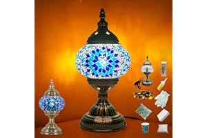 Turkish Mosaic Lamp DIY Kit Stained Glass Tabletop Night Light Bohemian Moroccan Craft Set for Living Room Bedroom Decor Make