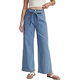 Demoking Wide Leg Jeans for Women Hight Waist Baggy Straight Leg Denim Pants Stretchy Trendy with Belt