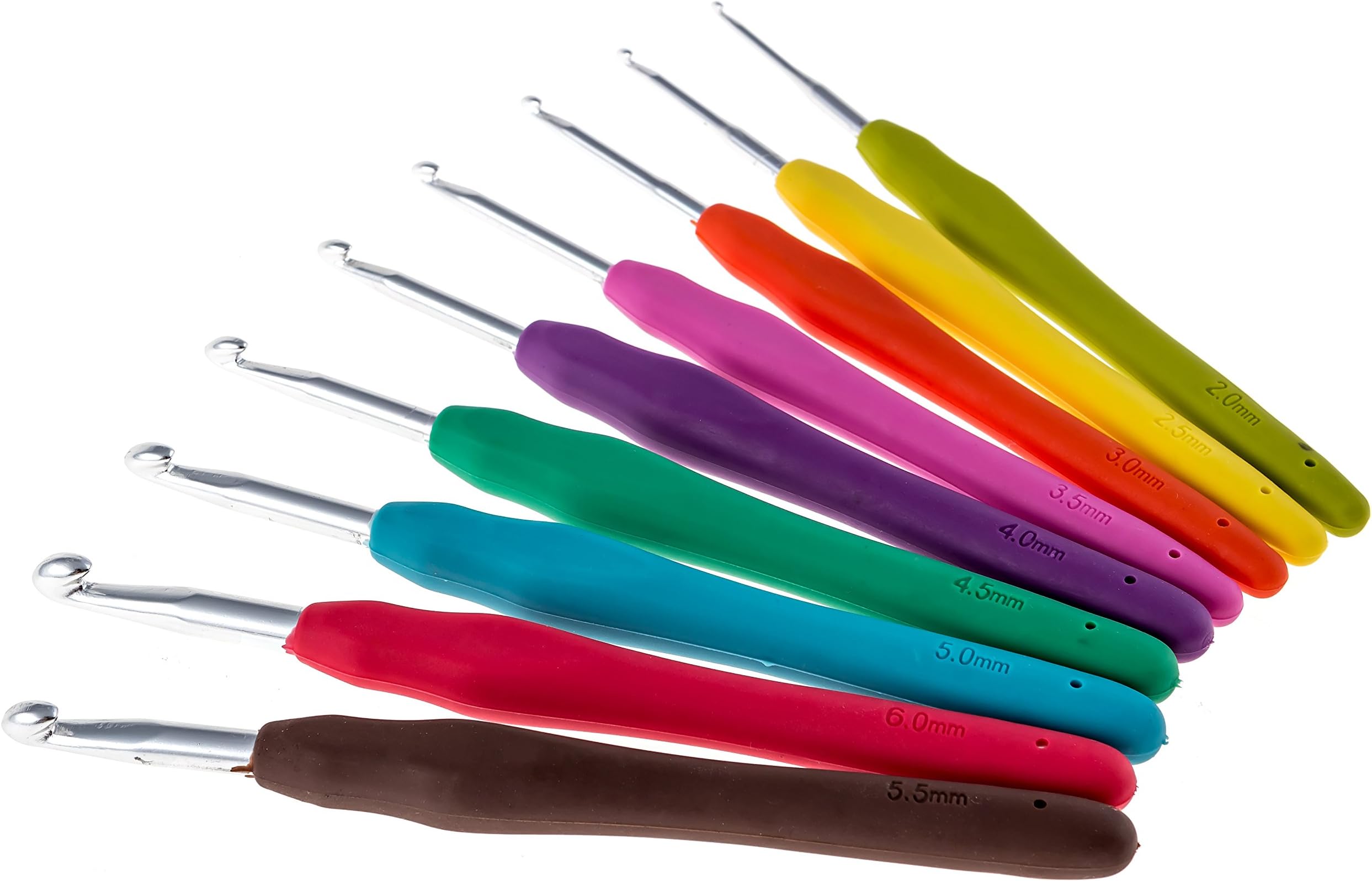 Elle Craftee 9 pc Crochet Hooks -Ergonomic Grip - Comfortable and Easy to use Hooks