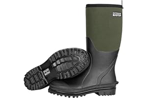OutdoorMaster Hunting Boots for Men, Waterproof Rubber Neoprene Boots, Anti-slipped Insulated Outdoor Boots