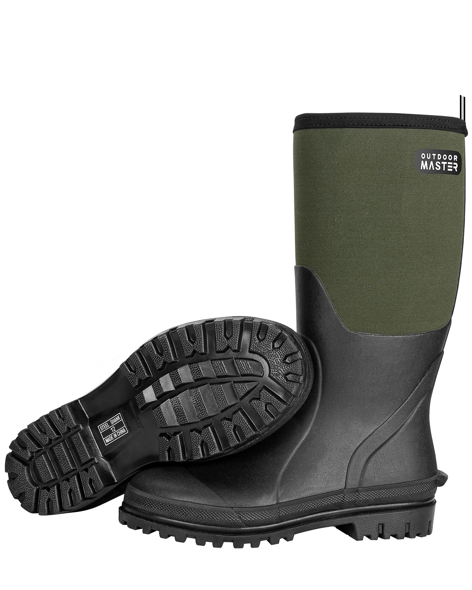 OutdoorMaster Hunting Boots for Men, Waterproof Rubber Neoprene Boots, Anti-slipped Insulated Outdoor Boots Image