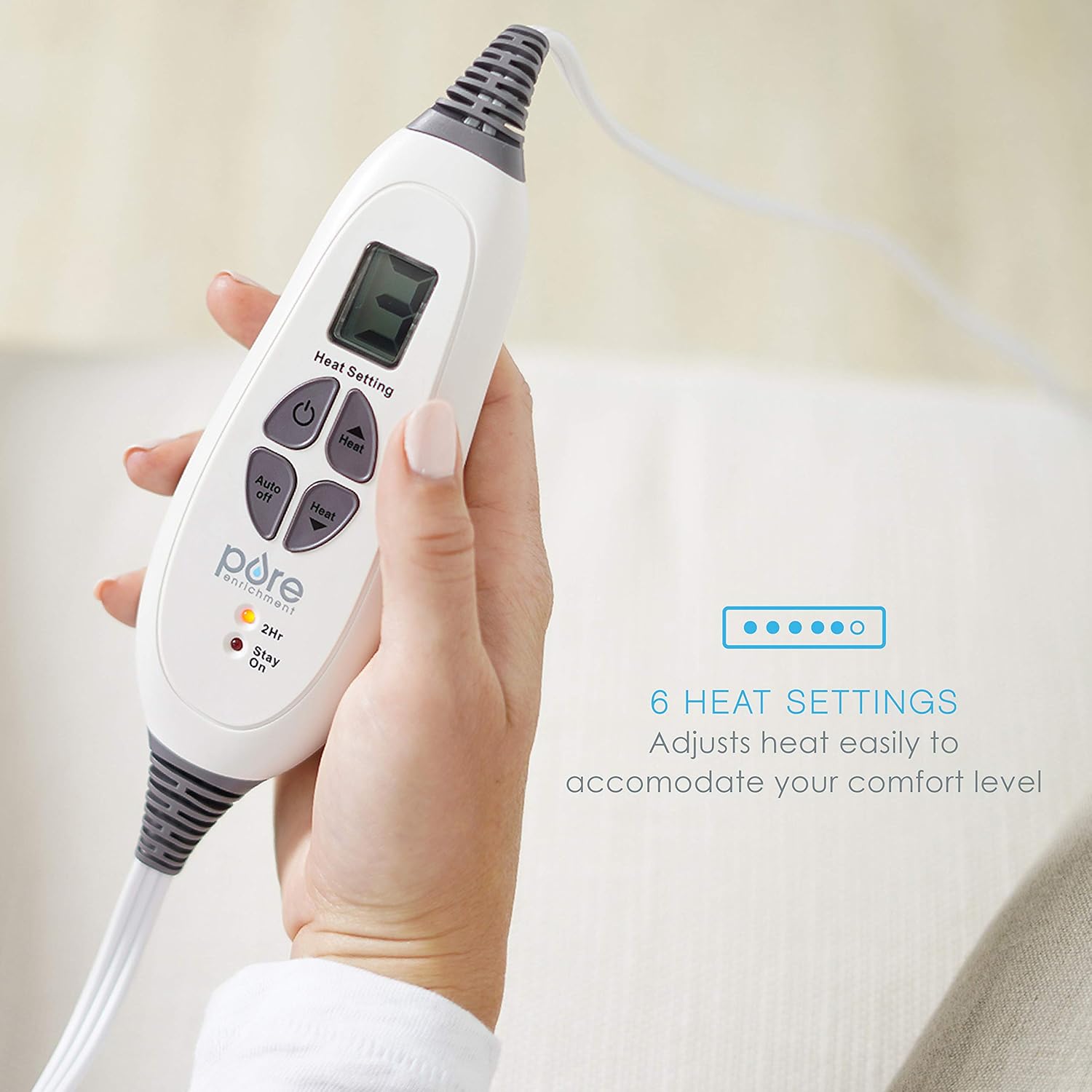 Pure Enrichment PureRelief XL (12"x24") Electric Heating Pad for Back Pain and Cramps - Ultra-Soft with 6 Temperature Settings, Auto Shut-Off, and Moist Heat (Charcoal Gray): Health & Personal Care