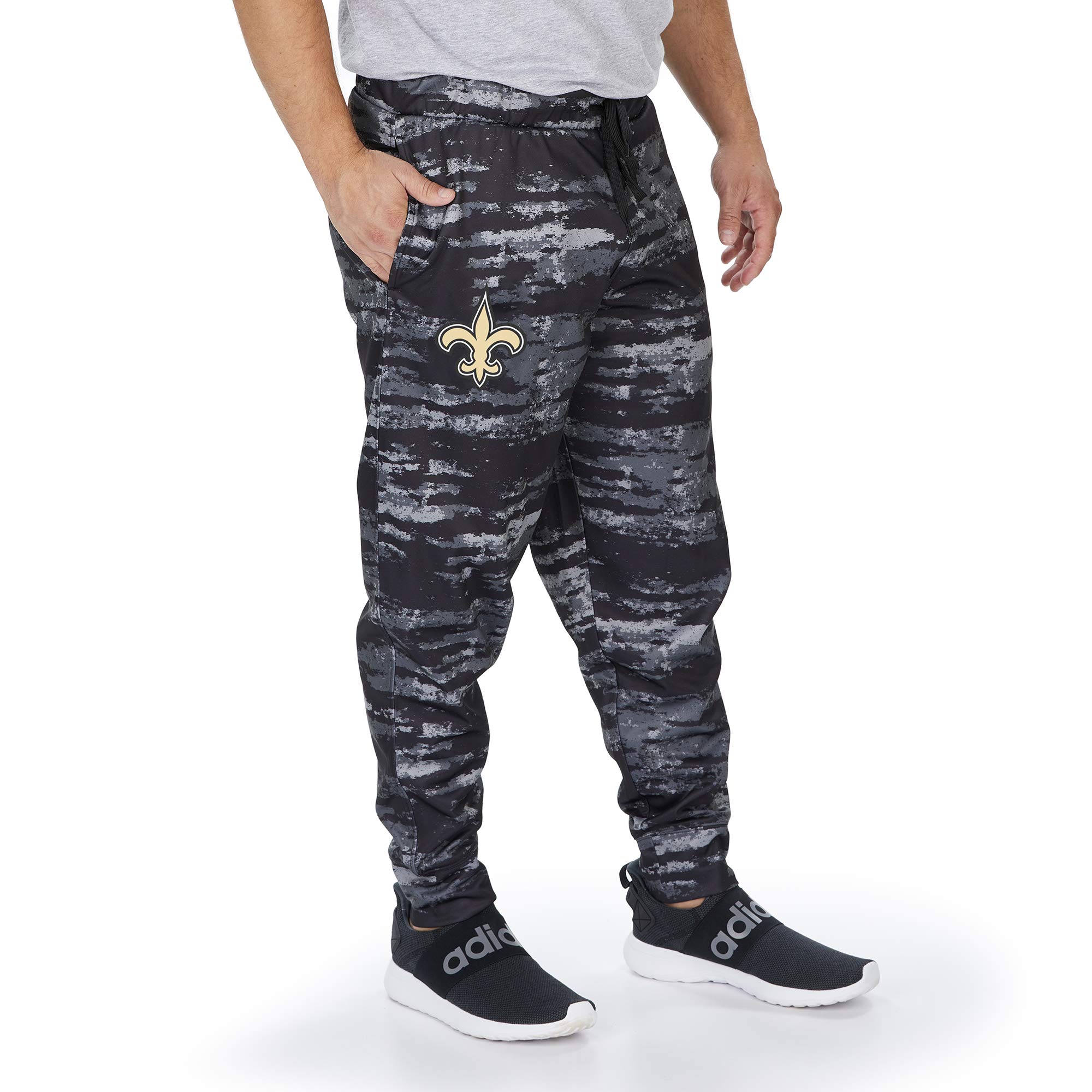 Zubaz NFL New Orleans Saints Men's Poly Fleece Jogger, Tonal Black/Gray Oxide, Medium