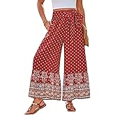 GRACE KARIN Women's 2026 Summer Wide Leg Palazzo Pants Elastic High Waisted Boho Casual Flowy Beach Pants with Pockets