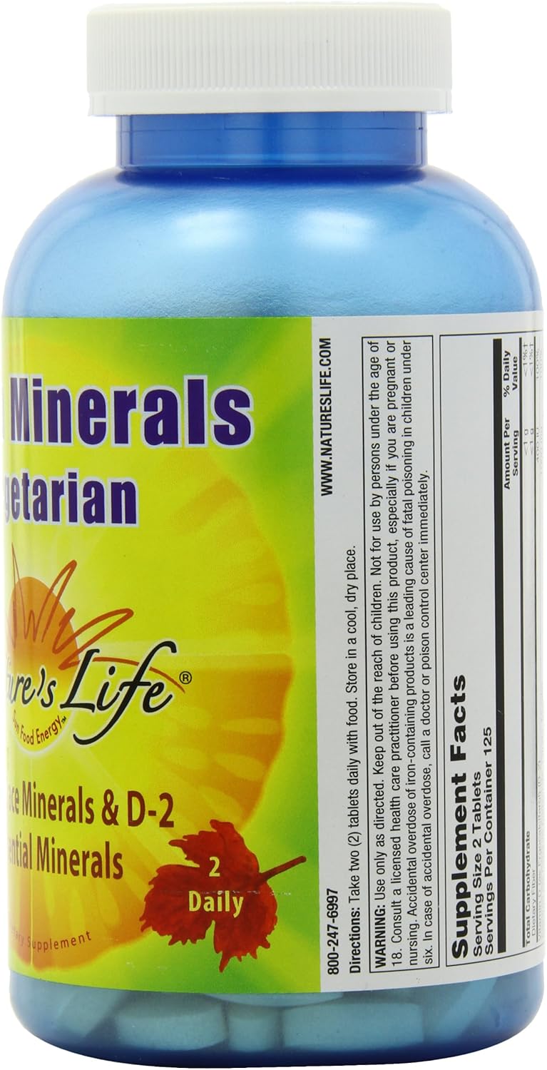 Nature's Life Minerals Veg Tablets, Mega, 250 Count: Health & Personal Care