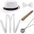 Coucoland Chapeau Panama 1920s Homme - Fedora Gatsby Mafia Gangster Taille Unique