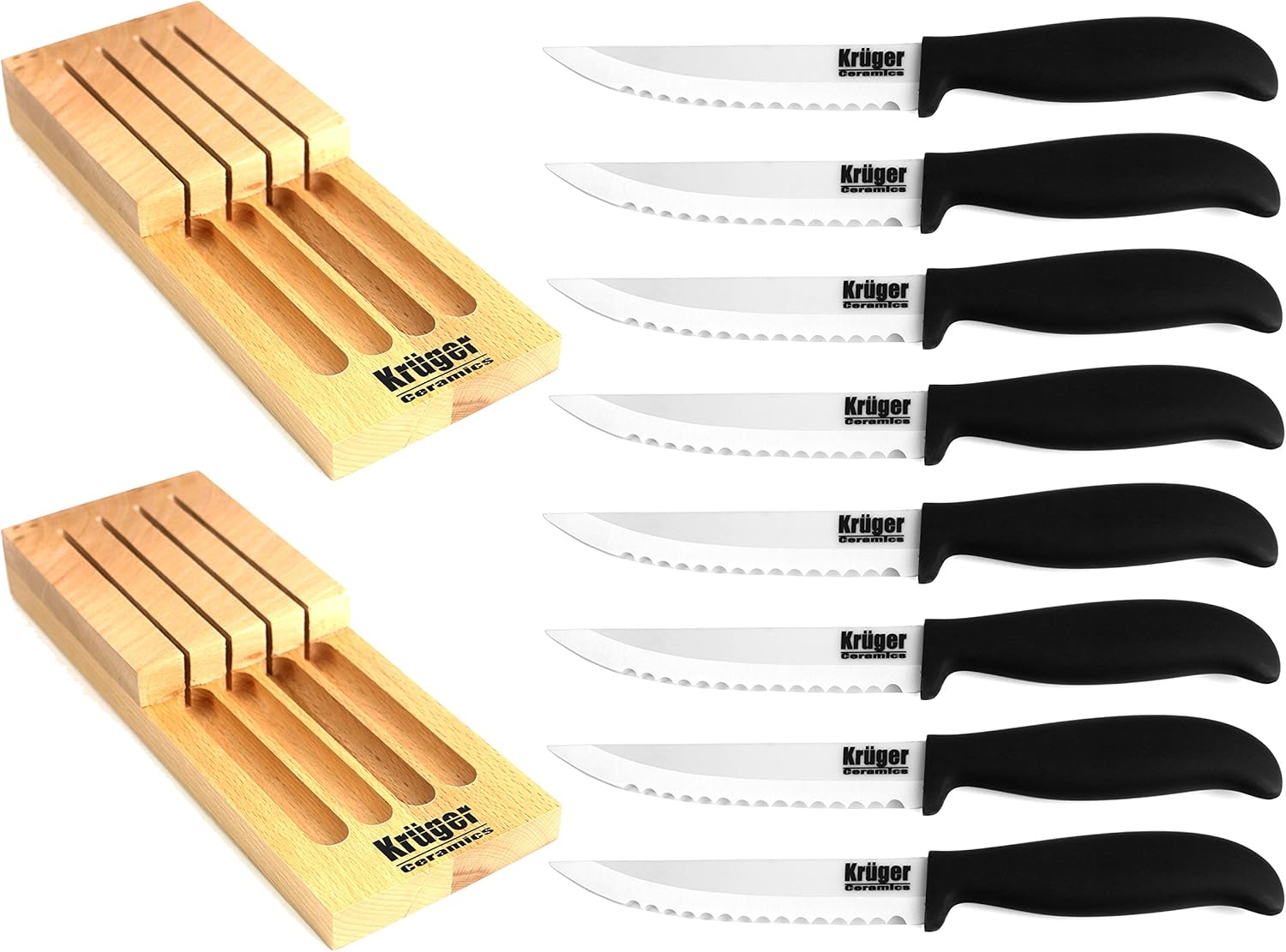 Kruger Ceramics 8 Steak Knife White Ceramic Knives Set with