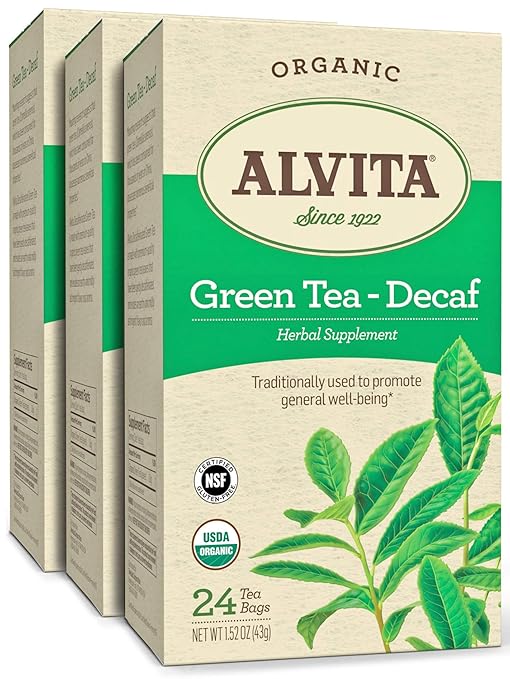 Alvita Organic Green Tea Decaf Herbal Tea Made with