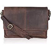 Oak Leathers Leather Messenger Bag for Men and Women - Laptop Briefcase Bag For College, Office, Adjustable Shoulder Strap