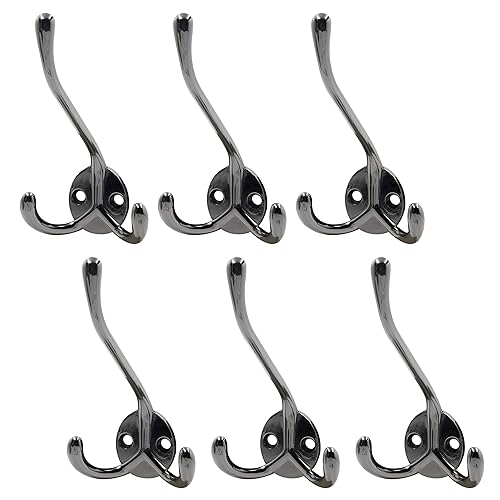 WEBI Tri Hooks,6 Packs Coat Hooks for Hanging,Metal Triple Wall