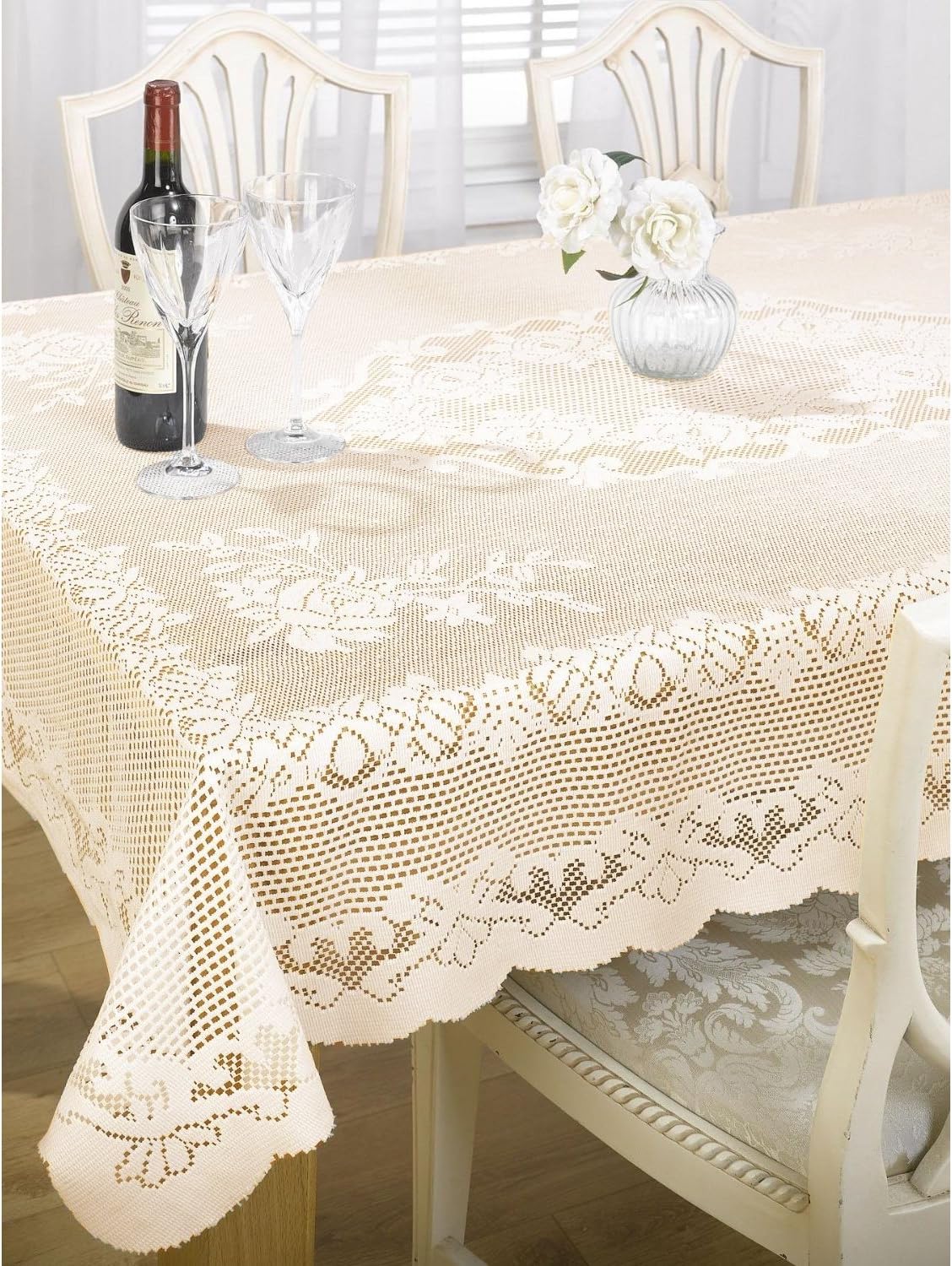 Emma Barclay Chantal Lace Woven Tablecloth, Cream, 60 x 90 Inch