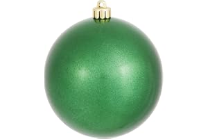 Vickerman Candy Finish Shatterproof Christmas Ball Ornament, UV Resistant with Drilled Cap, 6 per Bag, 4", Green