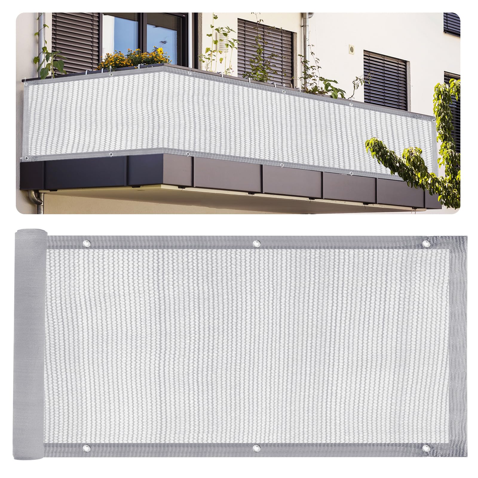PATIKIL 3'x16' Patio Privacy Screen for Balcony, Fence Cover for Apartment Railing Netting Mesh Shade Fabric Balcony Cover for Outdoor Deck Backyard Porch, Railing Shield 90% (Gray)