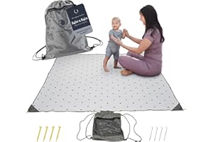 POP 'N GO PLAYPEN POP 'N GO Picnic Blankets - Waterproof Picnic Blanket W/Sand & Ground Stakes - Beach & Outdoor Blanket, Foldable W/Travel Bag - Picnic Supplies