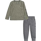Hurley boys Long Sleeve Soft Basic Cloud Slub T-shirt and Shorts 2-piece Outfit Set