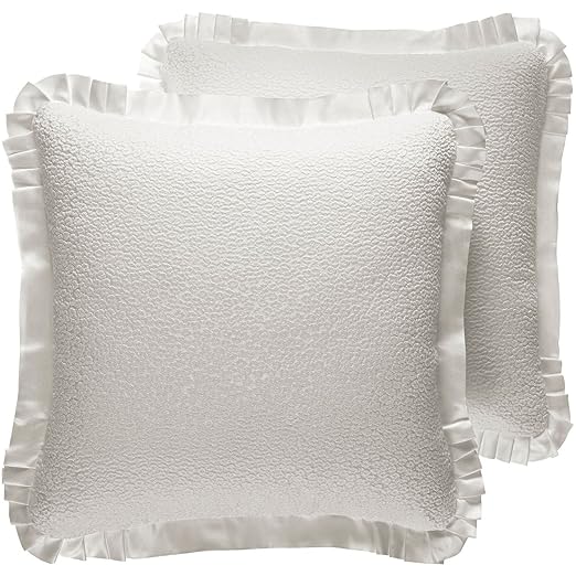 Home & Garden European Pillow Case Set AVA COLLECTION White/Navy Blue