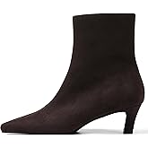 Mattiventon Fall Boots for Women Square Toe Kitten Heels Faux Suede Short Low Heel Dressy Ankle Bootice with Side Zip