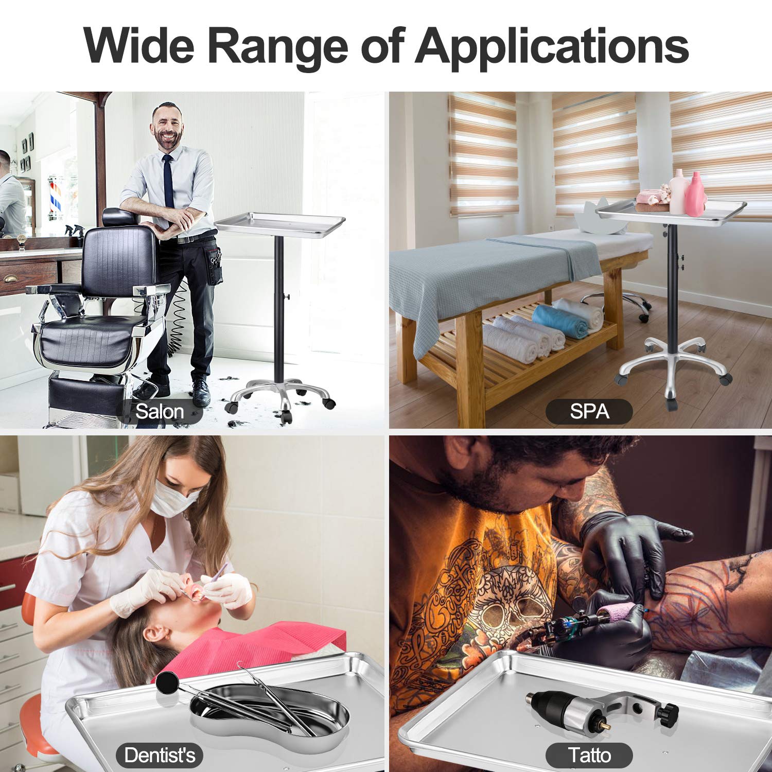 Salon Tray, Height Adjustable Salon Tray on Wheels with Thickened Aluminum Alloy Bracket, Hair Color ServiceTray Durable and Non-Rusting: Beauty