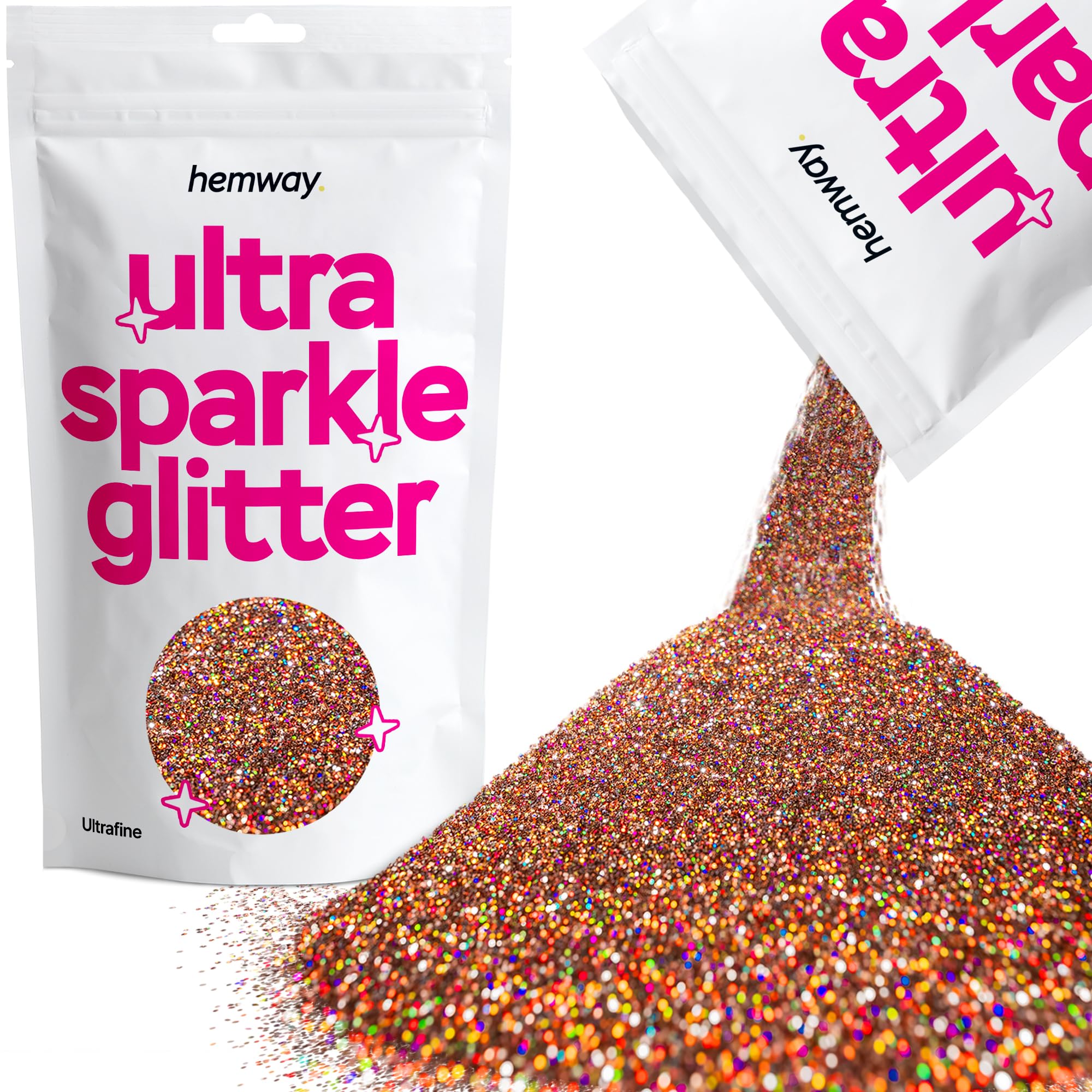 Hemway Ultra Sparkle Glitter Bronze Brown Holographic 100g Ultrafine | Glitter for Arts & Craft, Makeup, Nail Art, Crafting, Card Making, Sparkle Decoration