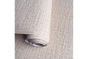 Yancorp 10ft Textured Fabric Wallpaper Faux Grasscloth Khaki Peel and Stick Self-Adhesive Linen Removable Wallpaper Cabinets Counter Top Liners