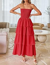 ZESICA Women‘s Summer Boho Strapless Maxi Dress