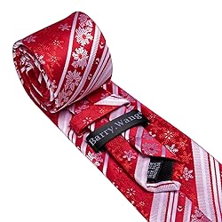 Barry.Wang Mens Christmas Tie Set Red White