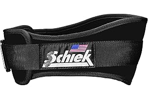 Schiek Nylon 6-Inch Weightlifting Belt for Back Support & Strength Training, Adjustable, Durable – Black – L
